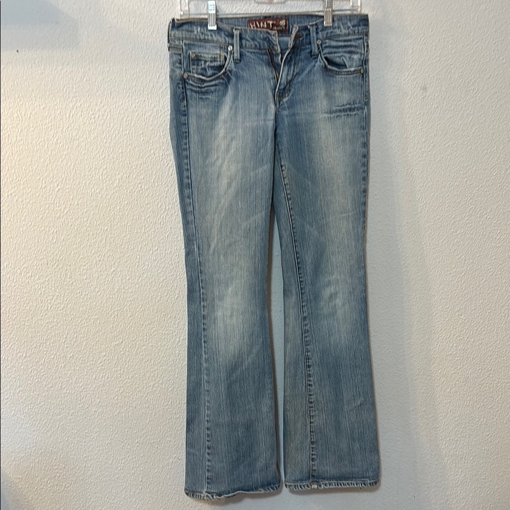 Hint Blue Boot Cut Jeans with Faded Vintage Look
